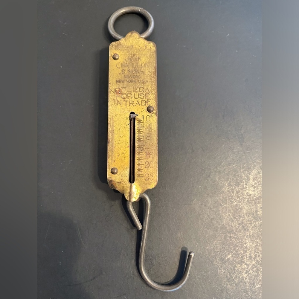 Antique Brass Spring Scale Weighs up to 25 Pounds